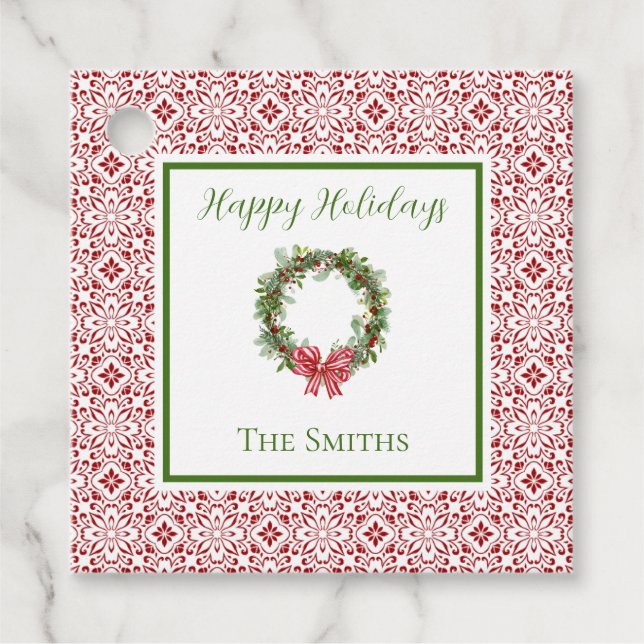 Cadeau Bordure rouge - Étiquettes cadeaux personnalisés (Devant)
