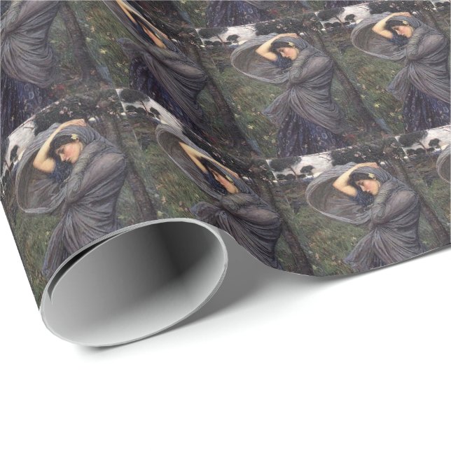 CADEAU BOREAS JOHN WILLIAM WATERHOUSE ART WRAPPER PAPIER (Coin rond)