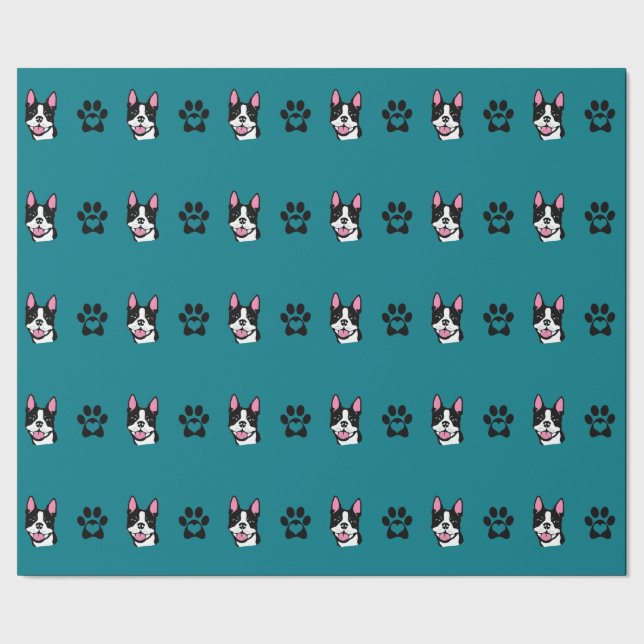 Cadeau Boston Terrier avec le papier d'emballage de (Couture)