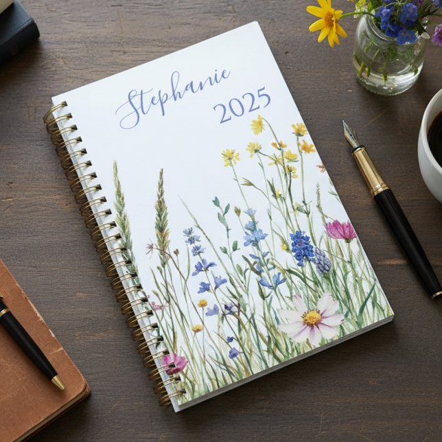 Cadeau Botanique de Fleurs Sauvages pour la Remise (Floral wildflower meadow planner — a lovely graduation gift for her or teacher appreciation idea.)