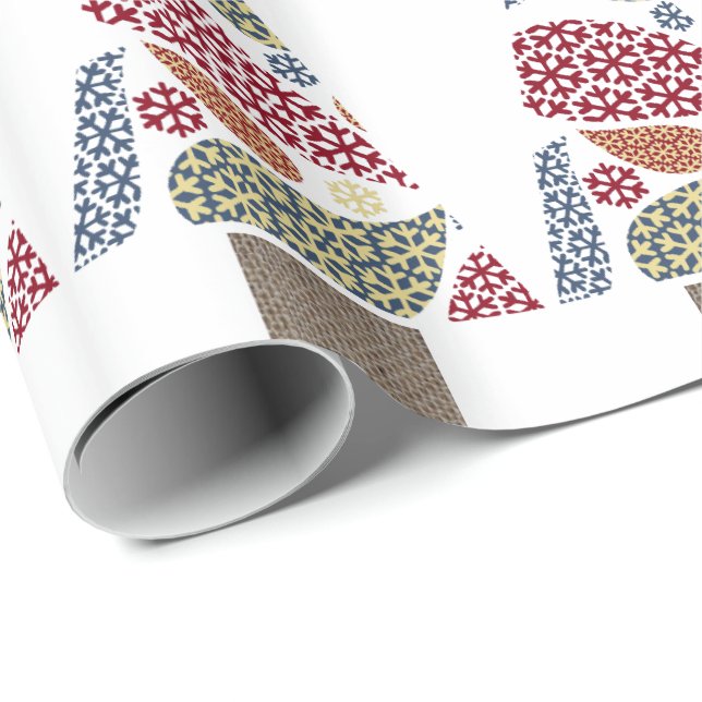 Cadeau Boucles de neige Papier d'enveloppement de Noël Ar (Coin rond)