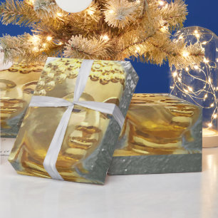 Cadeau bouddha en papier d'emballage argent