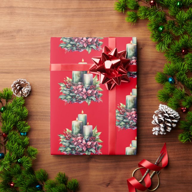 Cadeau Bougies de Noël Papier à envelopper (Cadeau de vacances)