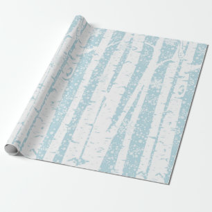 Cadeau Bouleau blanc sur papier d'enveloppement bleu