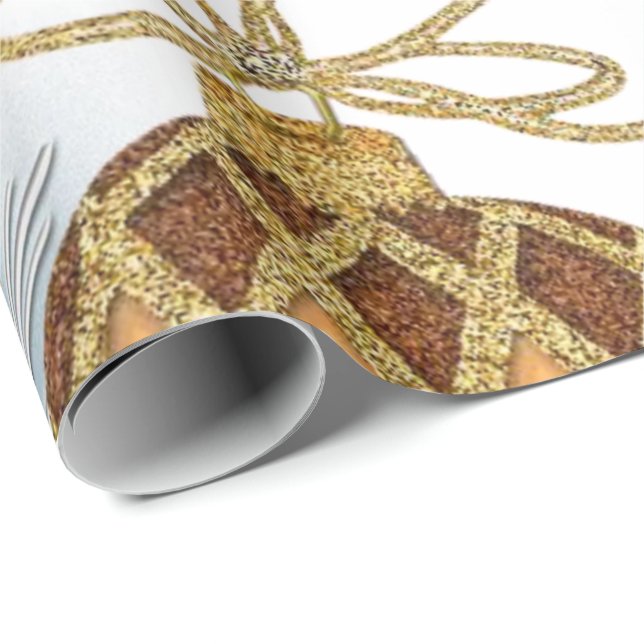 Cadeau Boules d'or en papier d'enveloppement de Noël (Coin rond)