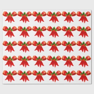 Cadeau Bow rouge avec papier à enveloppement blanc creux