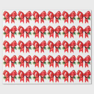 Cadeau Bow rouge avec papier blanc Feuille de pin