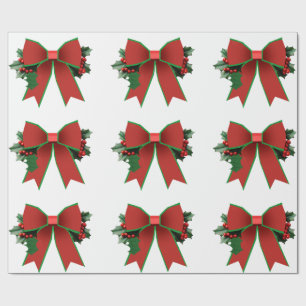 Cadeau Bow rouge et vert avec papier blanc creux