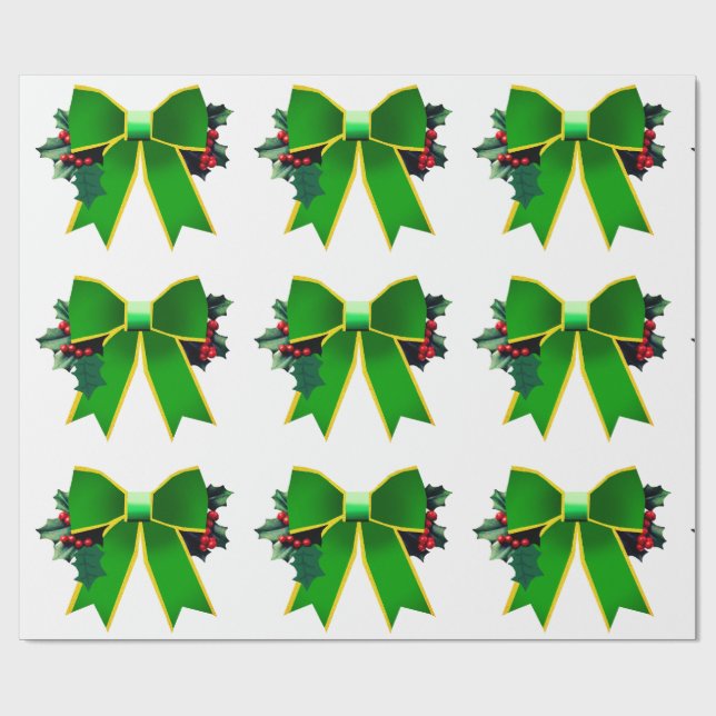 Cadeau Bow rouge et vert avec papier blanc creux (Plat)