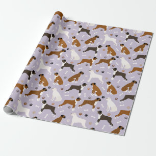 Cadeau Boxer Chien Bones et pattes d'enveloppement papier