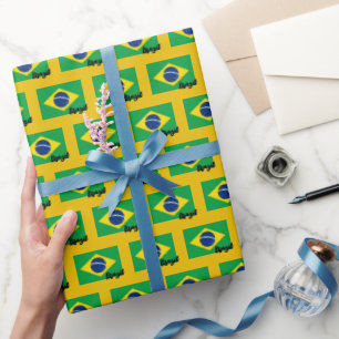 Cadeau Brésil papier d'enveloppement, drapeau brésilien p