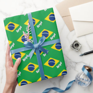 Cadeau Brésil Papier écorce, vert, drapeau brésilien