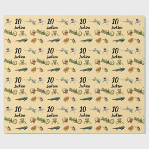 Cadeau Bright Fun Reptile Anniversaire Papier d'enveloppe