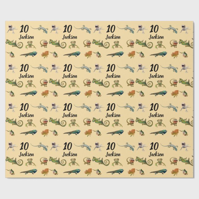 Cadeau Bright Fun Reptile Anniversaire Papier d'enveloppe (Plat)