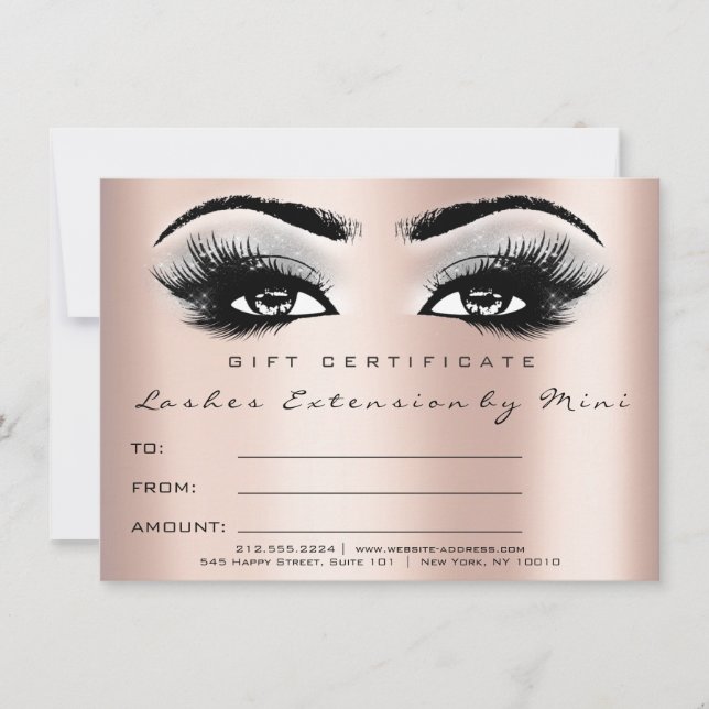 Cadeau cadeau de certificat de maquillage rose ros (Devant)