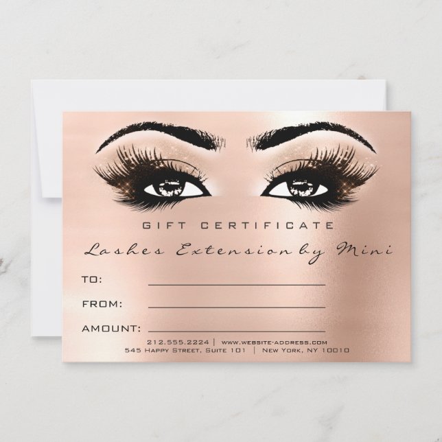Cadeau cadeau de certificat de maquillage rose ros (Devant)