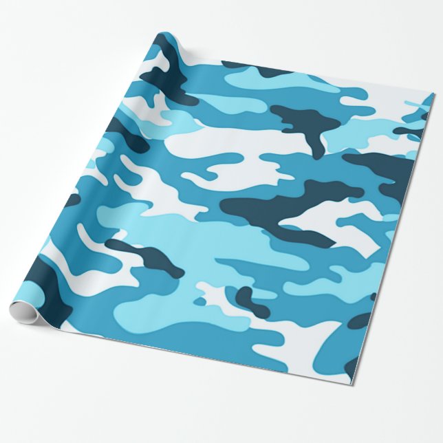 Cadeau Camouflage bleu| Papier à envelopper (Déroulé)