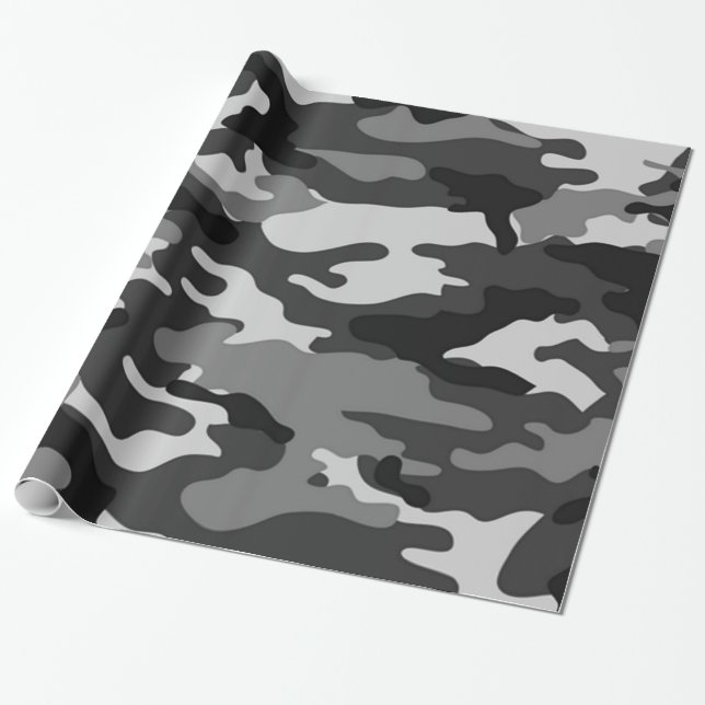 Cadeau Camouflage gris| Papier à envelopper (Déroulé)