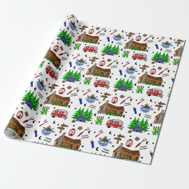 Cadeau Camping ou Midwest Theme Birthday Wrapper Papier (Déroulé)