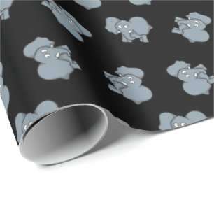 Cadeau Caricature d'éléphant gris sur papier d'emballage