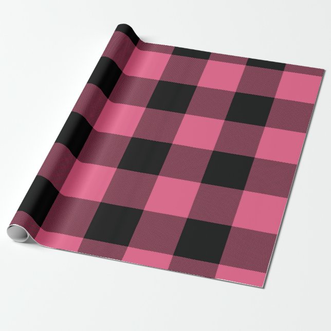 Cadeau Carrés à carreaux rose et noir Papier plaid de Buf (Déroulé)