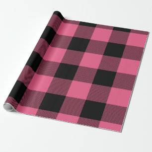 Cadeau Carrés à carreaux roses et noirs Papier plaid de B