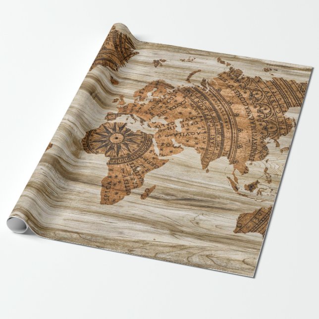 Cadeau Carte des informations sur le bois de papier (Déroulé)