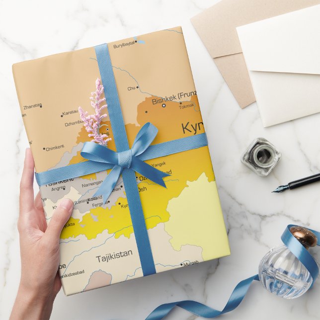 Cadeau Carte du Kirghizistan papier d'emballage (Créateur téléchargé)