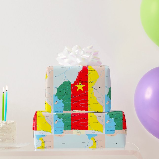 Cadeau Carte Du Papier D'Enveloppement Du Cameroun (Créateur téléchargé)