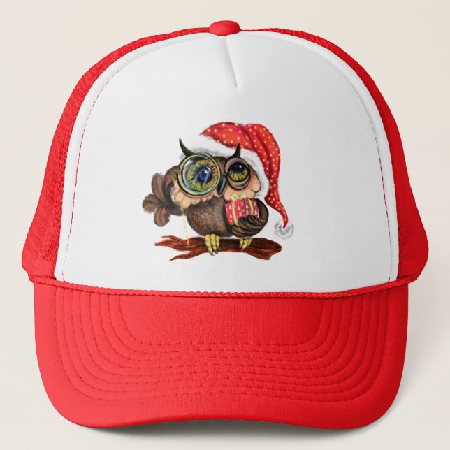 Cadeau Casquette de Noël avec chouette de bébé ave (Devant)