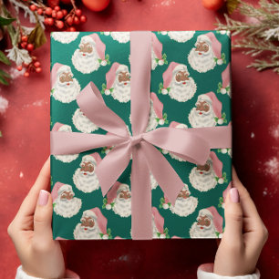 Cadeau Casquette rose rétro noir Père Noël Xmas papier en