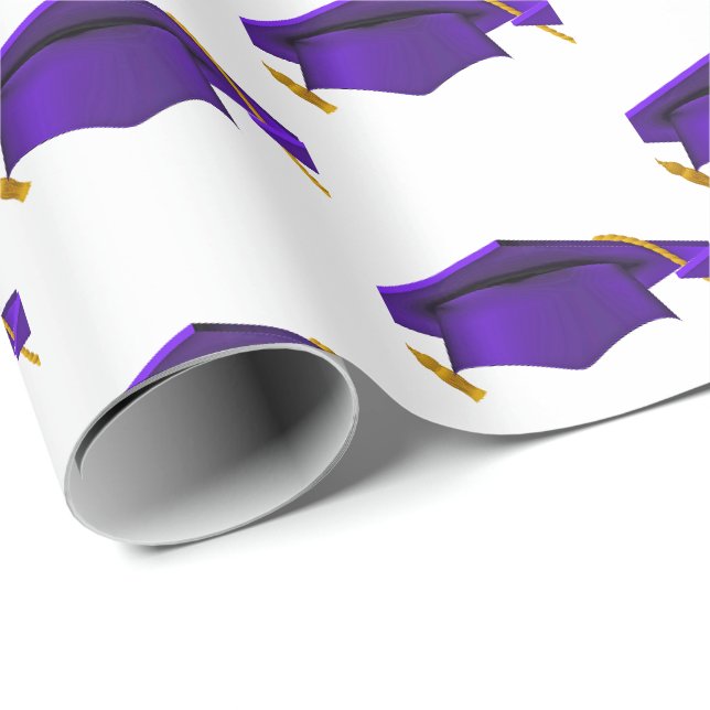 Cadeau Casquettes de graduations violettes sur papier bla (Coin rond)