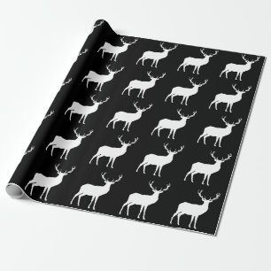 Cadeau Cerf blanc sur papier d'emballage noir
