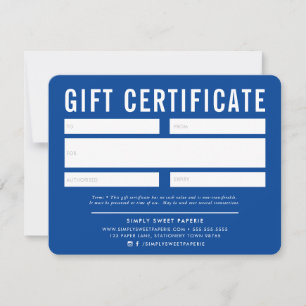 CADEAU CERTIFICAT affaires moderne chic bleu royal