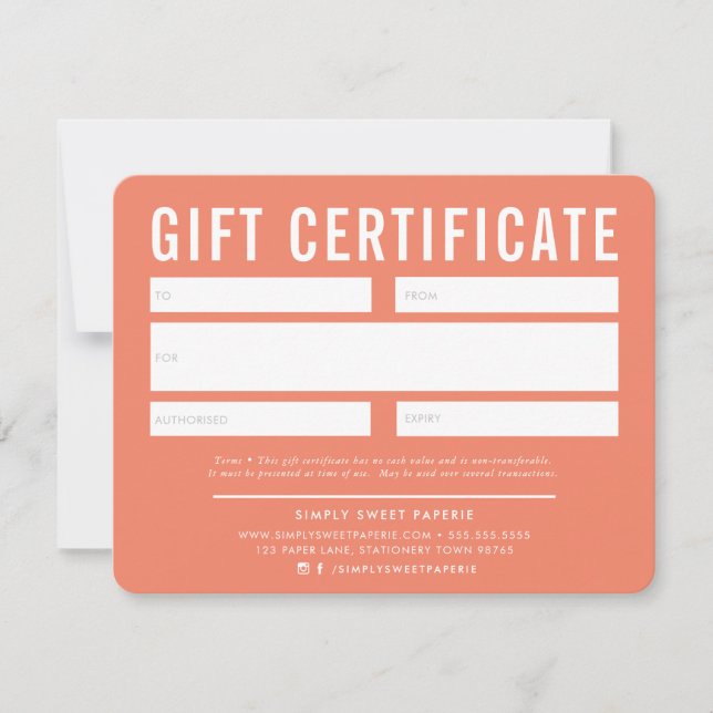 CADEAU CERTIFICAT affaires moderne orange blanc (Devant)