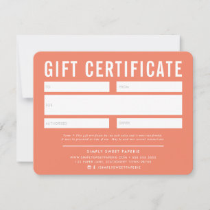 CADEAU CERTIFICAT affaires moderne orange blanc