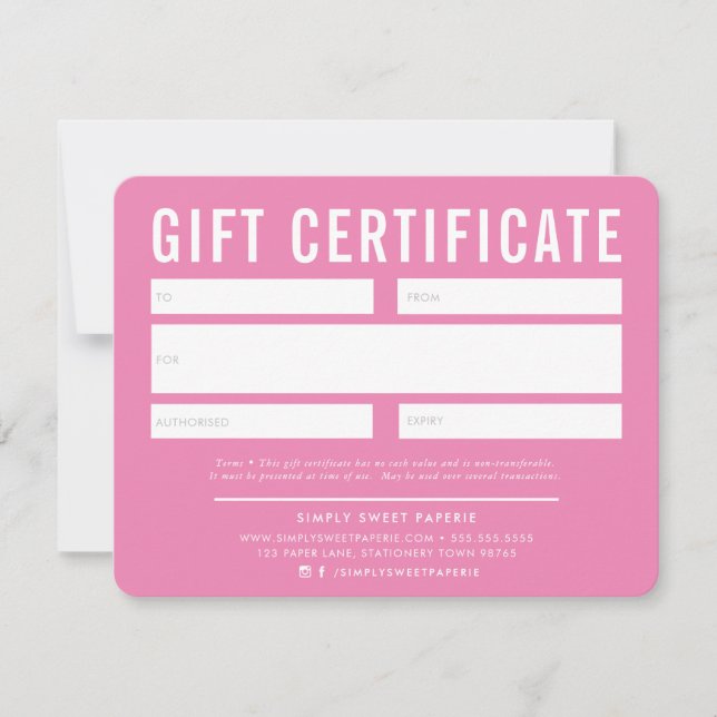 CADEAU CERTIFICAT affaires moderne rose blanc (Devant)