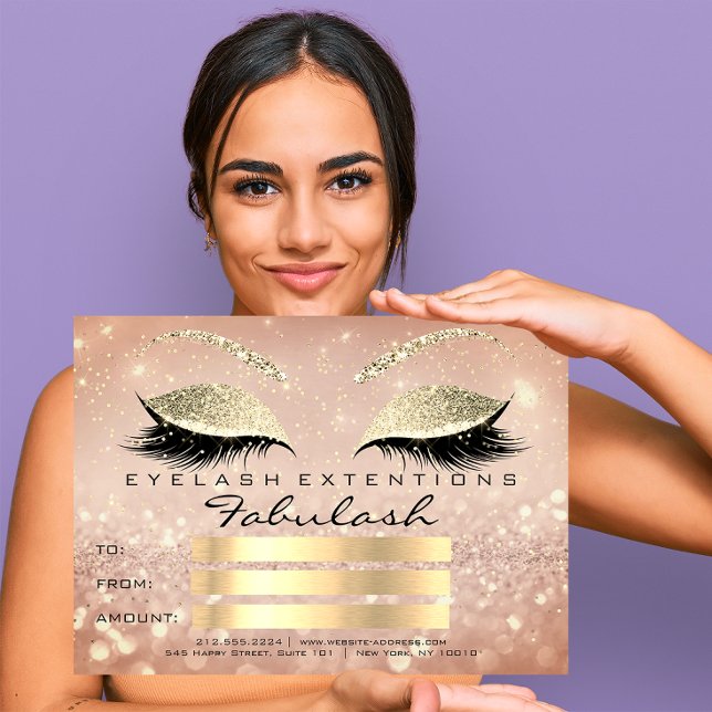 Cadeau Certificat de Maquillage Confettis Cils Or  (Confetti Lashes Gold Pink Makeup Certificate Gift)