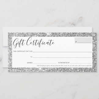 CADEAU CERTIFICAT élégant glam argent parties scin