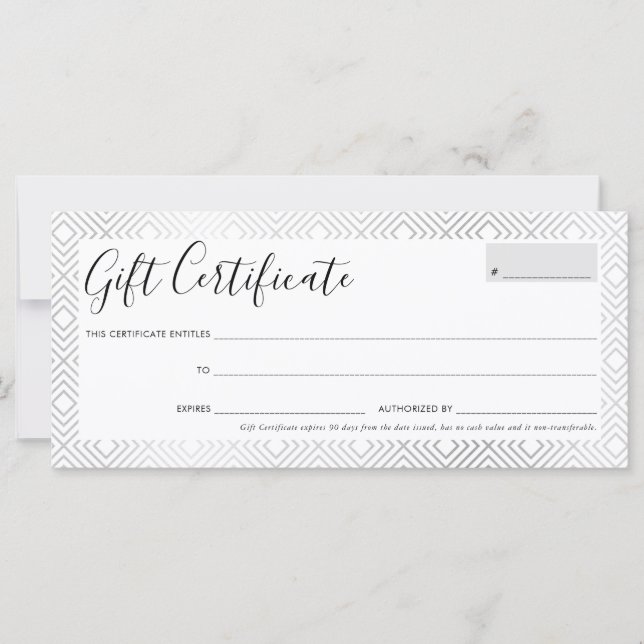 CADEAU CERTIFICAT élégant motif géométrique argent (Devant)