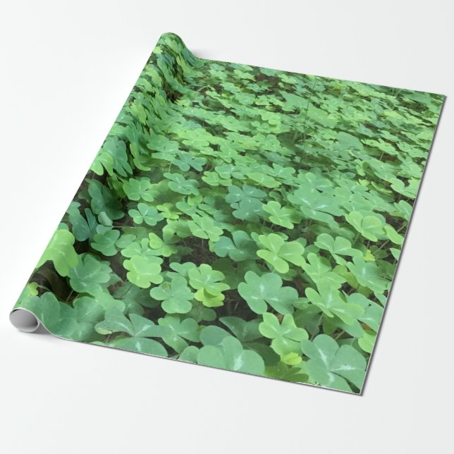 Cadeau champ de papier d'emballage de trèfle (Déroulé)