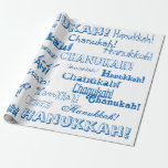 Cadeau Chanukah O'Hannukah Papier d'enveloppement bleu et<br><div class="desc">Utilisez ce papier d'emballage Chanukah amusant pour des cadeaux sur chaque nuit de Hannukah. Les êtres chers s'amuseront avec ce papier,  qu'ils attendent que les bougies se brûlent et se demandent ce qu'il y a à l'intérieur,  ou qu'ils déchirent les bonbons.</div>
