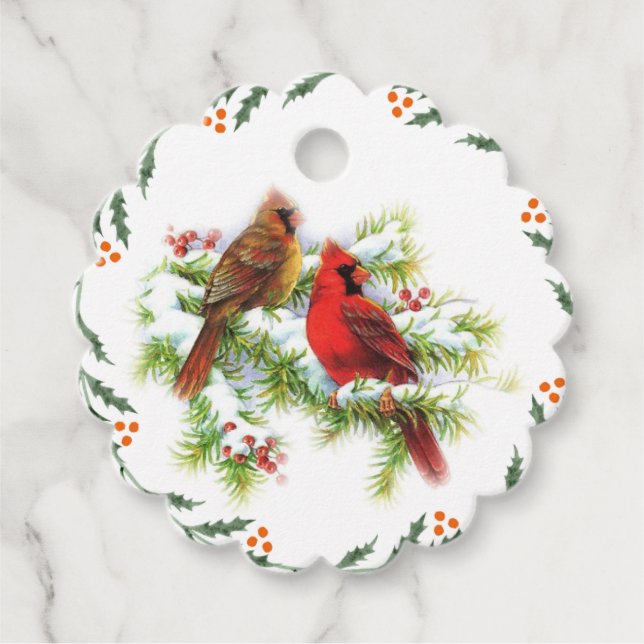 Cadeau Charming Cardinal Birds Favoriser les étiquettes (Devant)