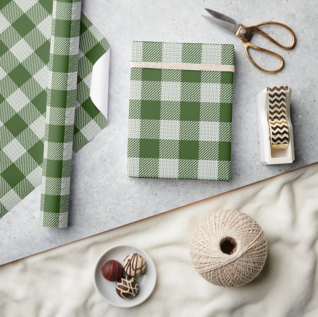 Cadeau Chasseur Vert En vichy Papier à envelopper (Artisanat)