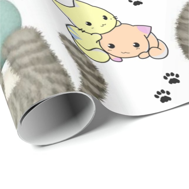 Cadeau Chat en papier d'emballage brillant (Coin rond)
