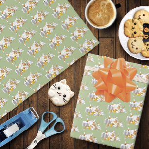 Cadeau Chat orange roux drôle papier toilette vert