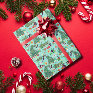 Cadeau Chats amusants et papier d'enveloppement d'arbre d