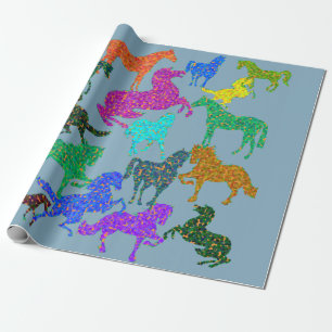 Cadeau Chevaux arc-en-ciel - Papier d'enveloppement