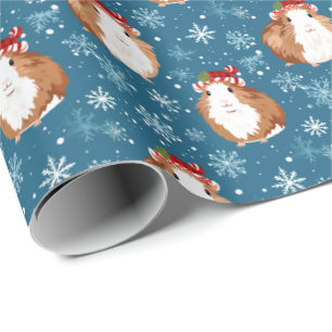 Cadeau Chiens de Guinée au papier d'enveloppement de Noël