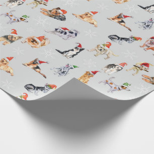 Cadeau Chiens de Noël mignons Papier d'enveloppement Moti